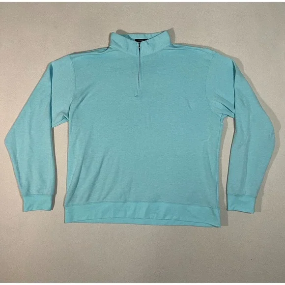 Men's Blue Turtleson Quarter-zip Sweater - Picture 2 of 9